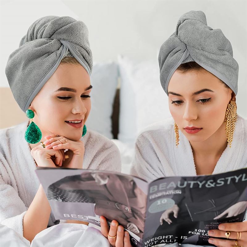 Turban Hair Towel - Quick Dry Microfibre Hair Towel - Grey - Fashiongirl