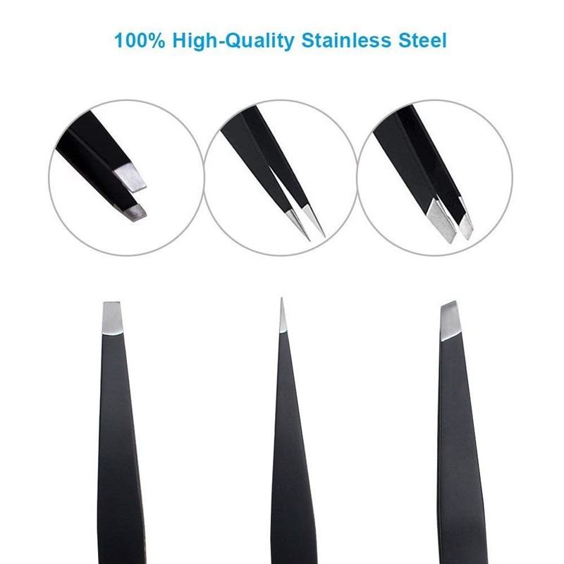 Tweezers / Tweezer 3 set with leather case | for eyebrow plucking and hair removal - Fashiongirl