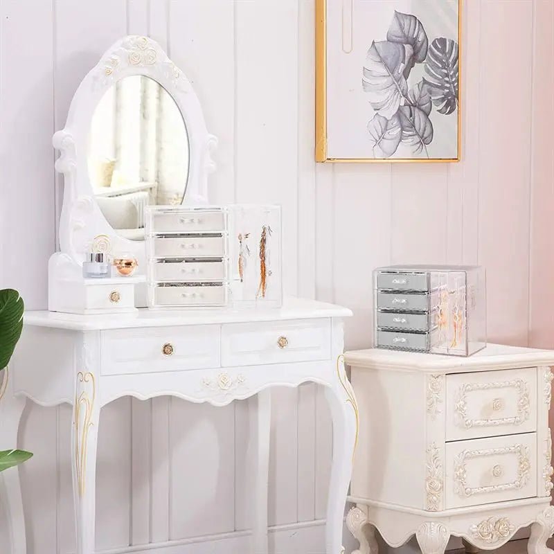 UNIQ Acrylic Jewellery Organiser with 4 drawers & 2 earring holders - SF 1142 - Organiser